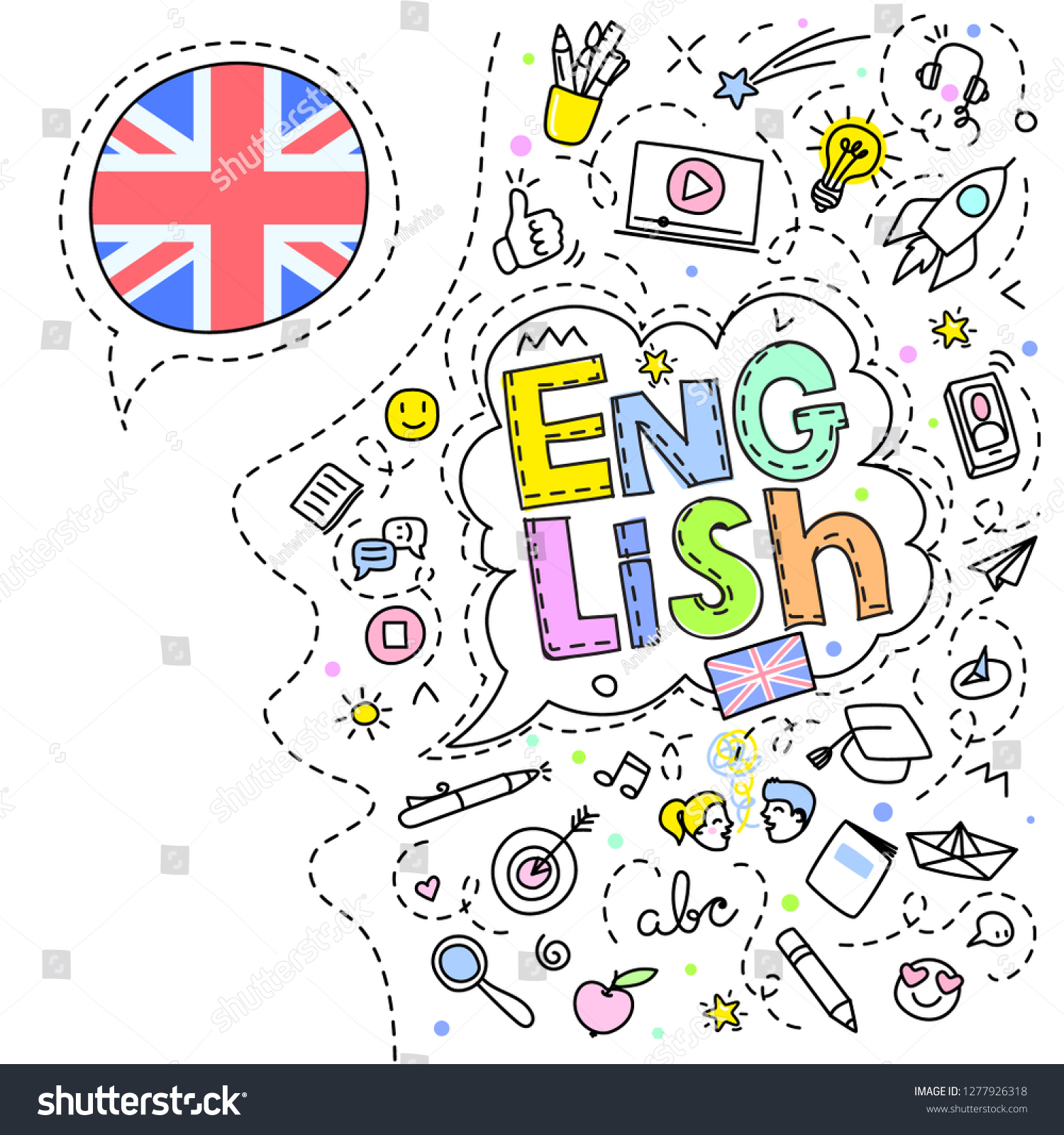 Concept Traveling Studying English British Flag Stock Vector (Royalty ...