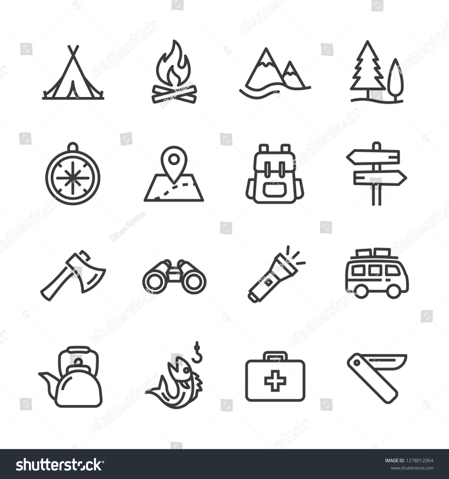 Camping Activities Line Icon Vector Image Stock Vector (Royalty Free ...