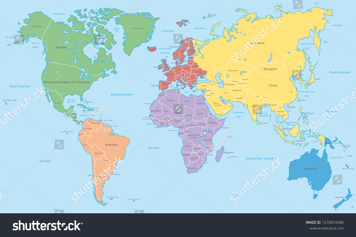 Map World Stock Vector (Royalty Free) 1278074386 | Shutterstock