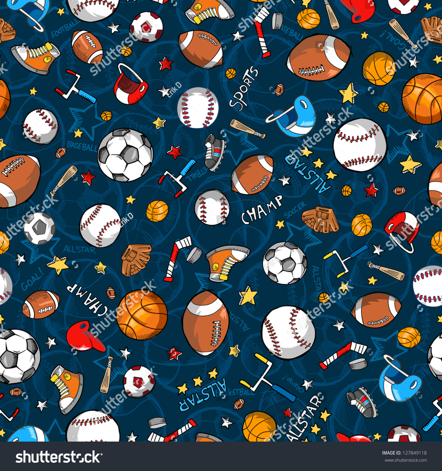 Sports Seamless Pattern Vector Stock Vector (Royalty Free) 127849118 ...