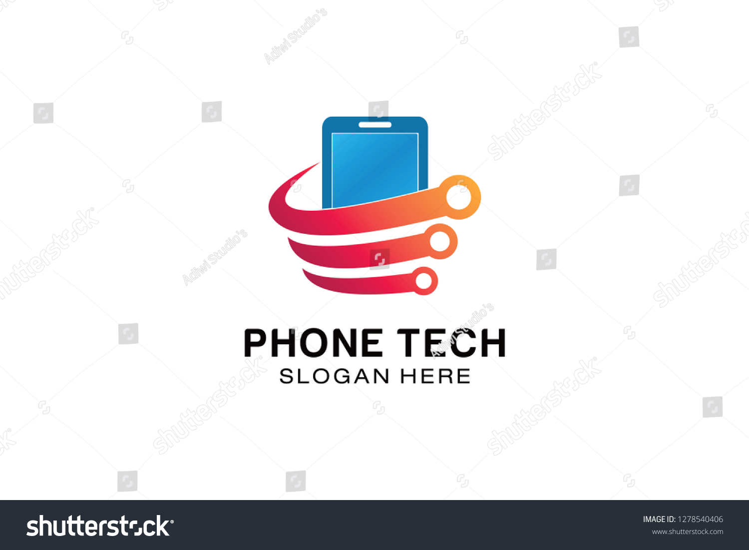 Phone Tech Logo Design Stock Vector (Royalty Free) 1278540406 ...