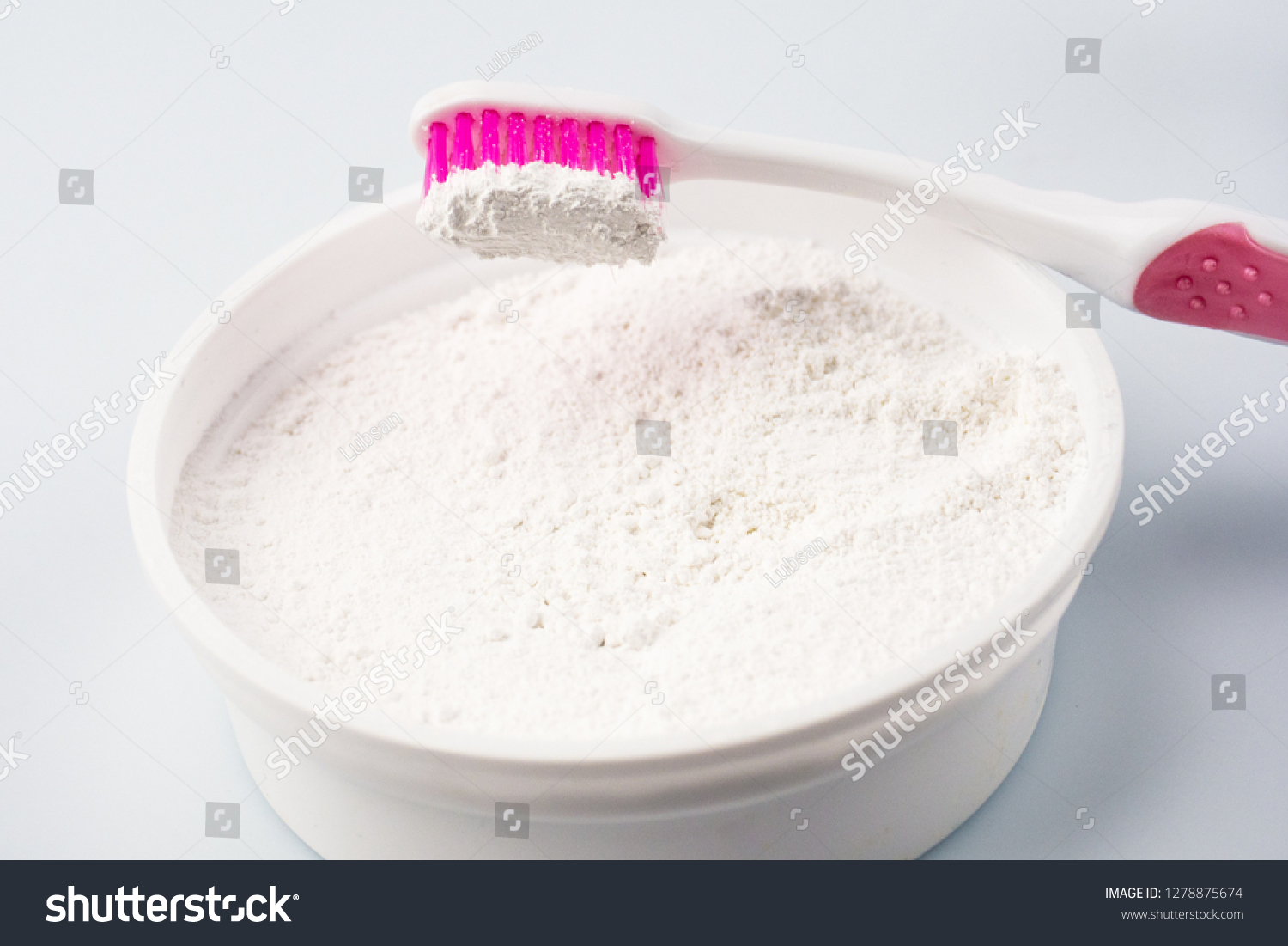 pink powder toothpaste