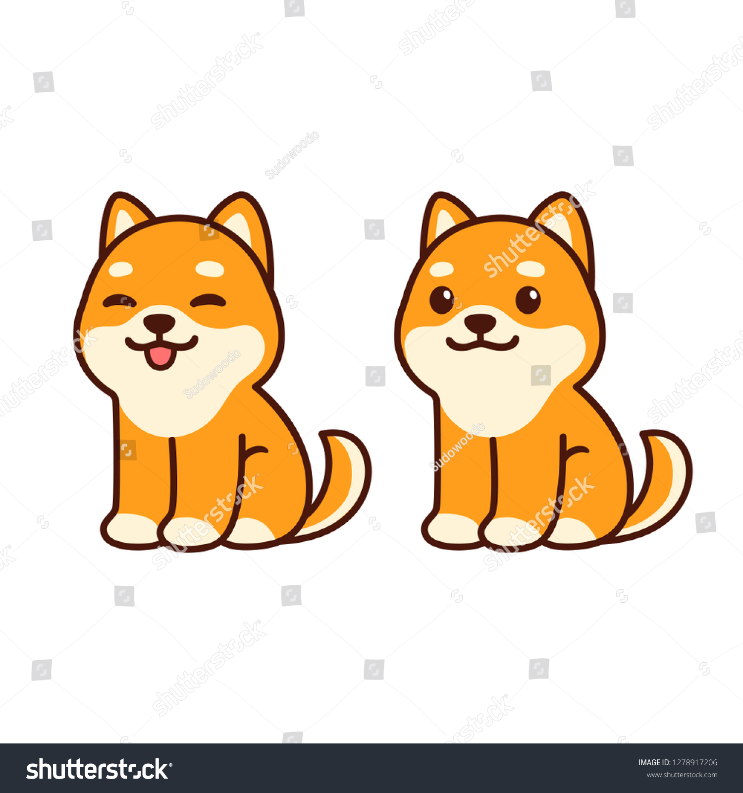 Cute Shiba Inu Puppy Sitting Sticking Stock Vector (Royalty Free ...