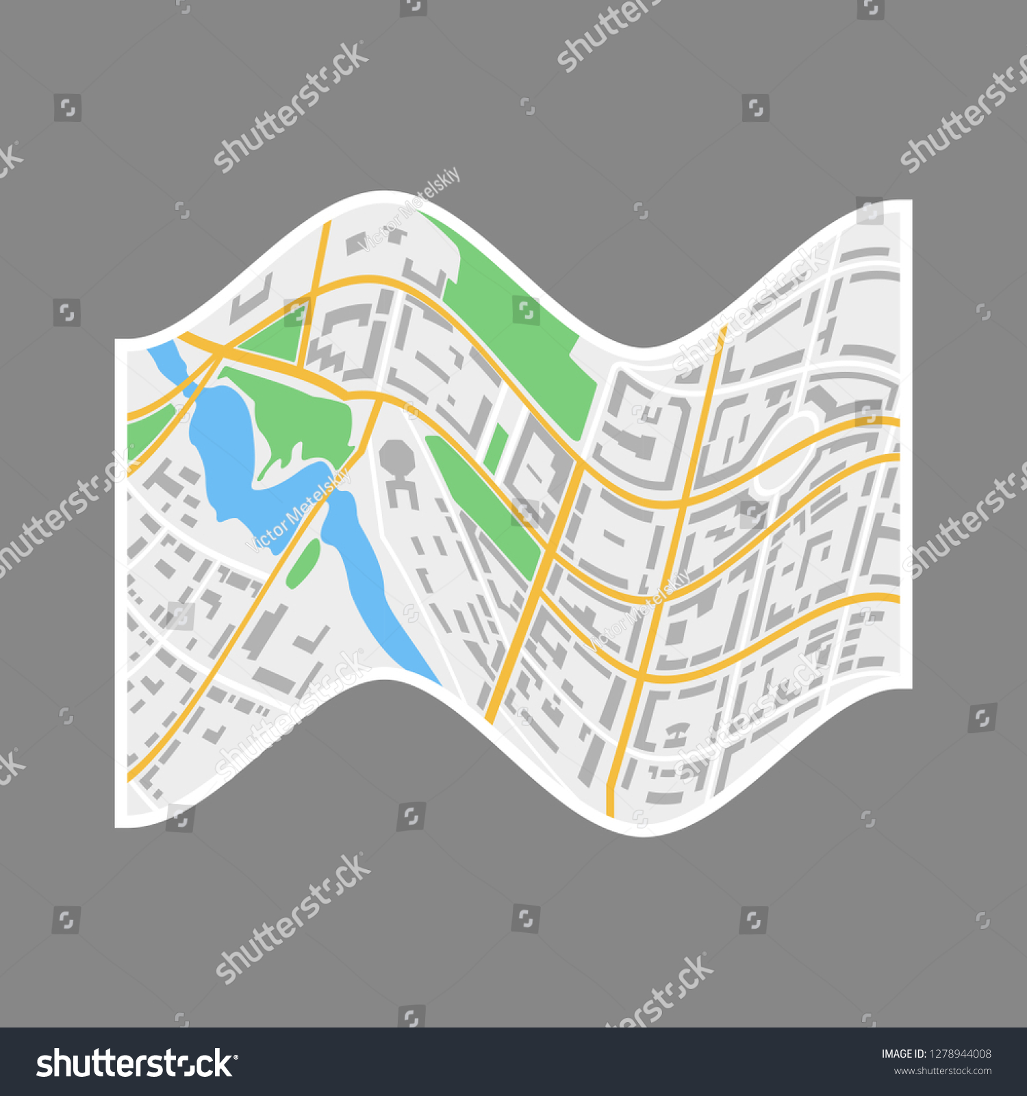 City Map Icon City Plan Streets Stock Vector (Royalty Free) 1278944008 ...