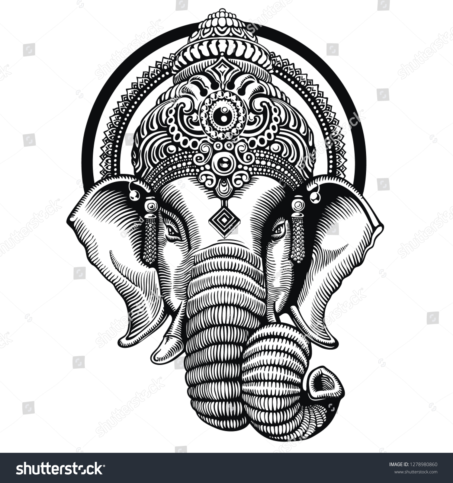 Indian God Ganesha Stock Vector (Royalty Free) 1278980860 | Shutterstock