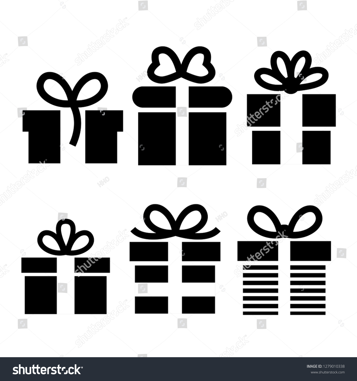 Gift Box Vector Icons Set Black Stock Vector (Royalty Free) 1279010338 ...