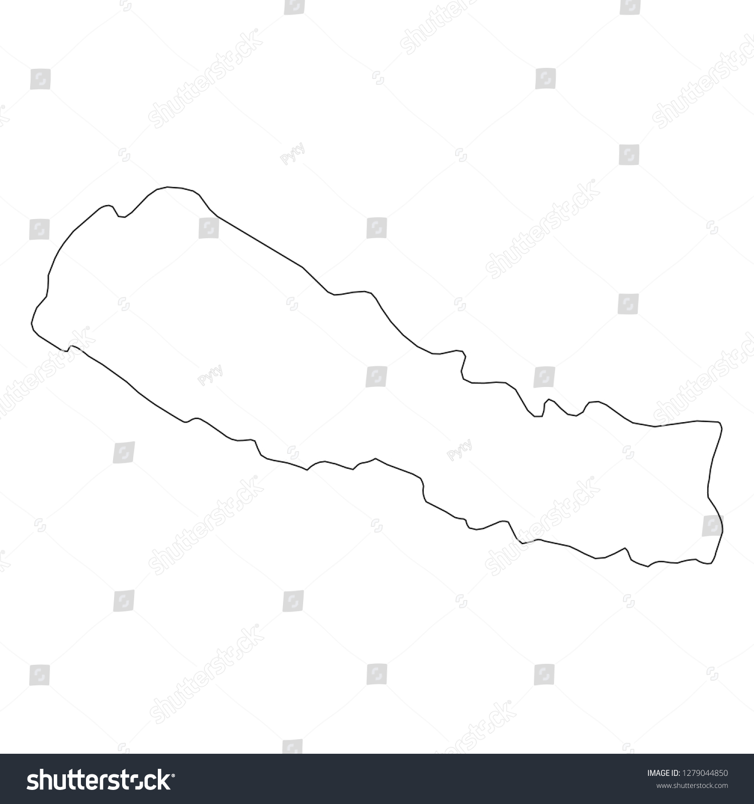 Nepal Solid Black Outline Border Map Stock Vector (Royalty Free ...