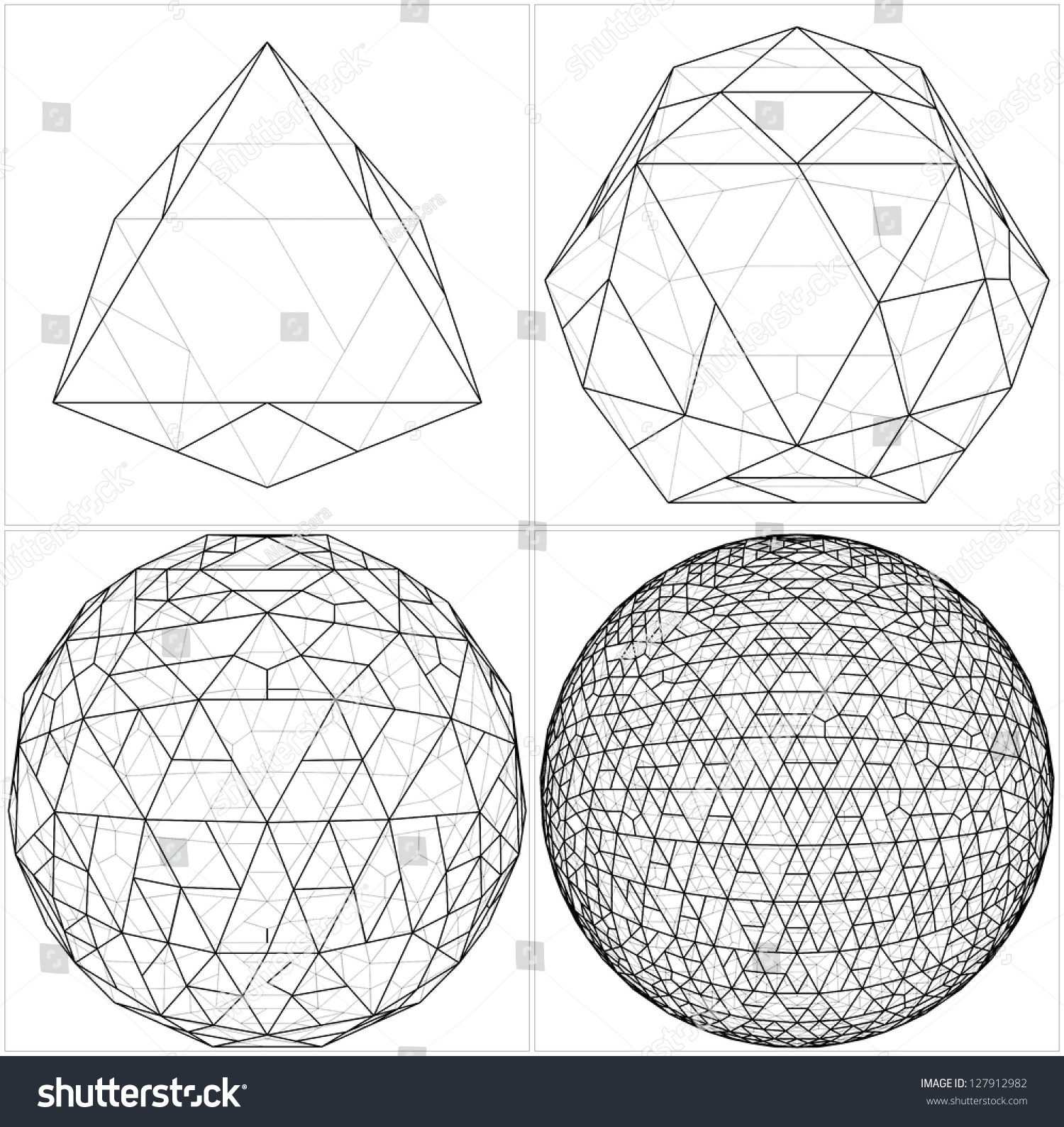 Octahedron Ball Sphere Lines Vector Stock Vector (royalty Free 