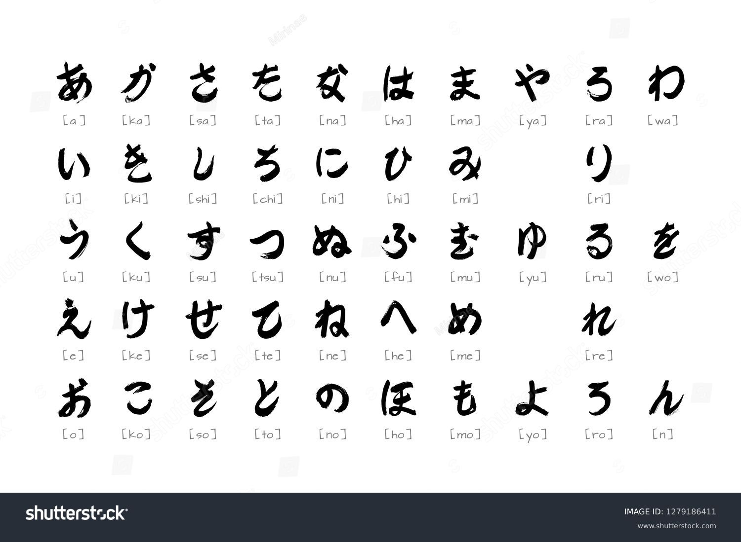 Hiragana Japanska Alfabetet. Handritad Med Svart Stockvektor ...