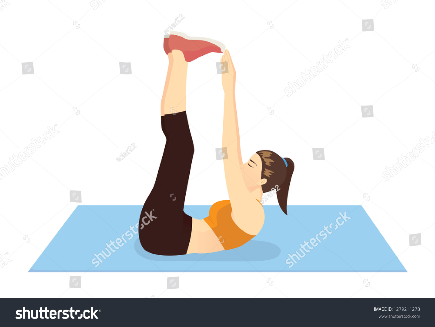 Woman Doing Toe Touch Crunches Exercise Stock Vector (Royalty Free ...