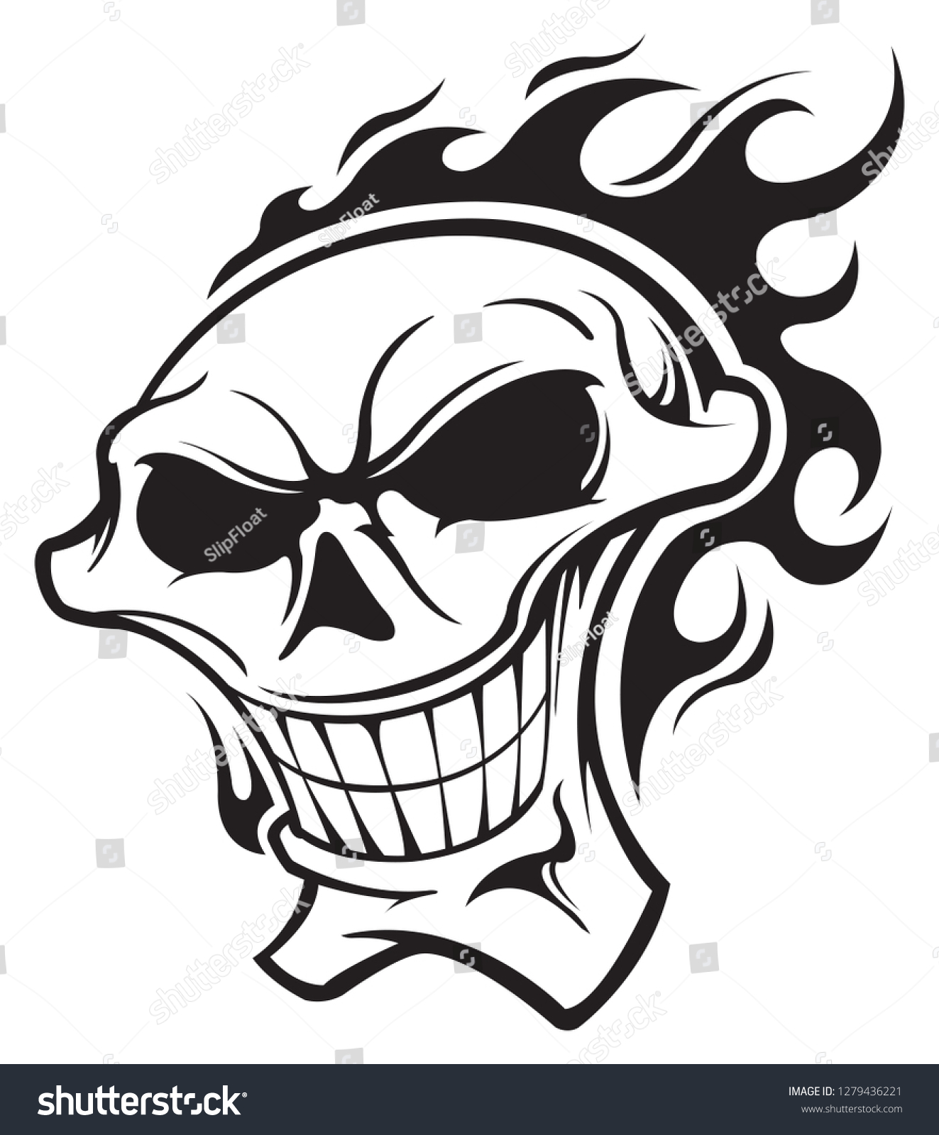 Skull Flames Tattoo Stock Vector (Royalty Free) 1279436221 | Shutterstock