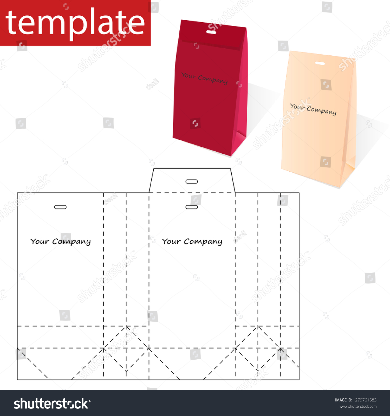 Gift Bag Template Vector Illustration Isolated Stock Vector (Royalty ...