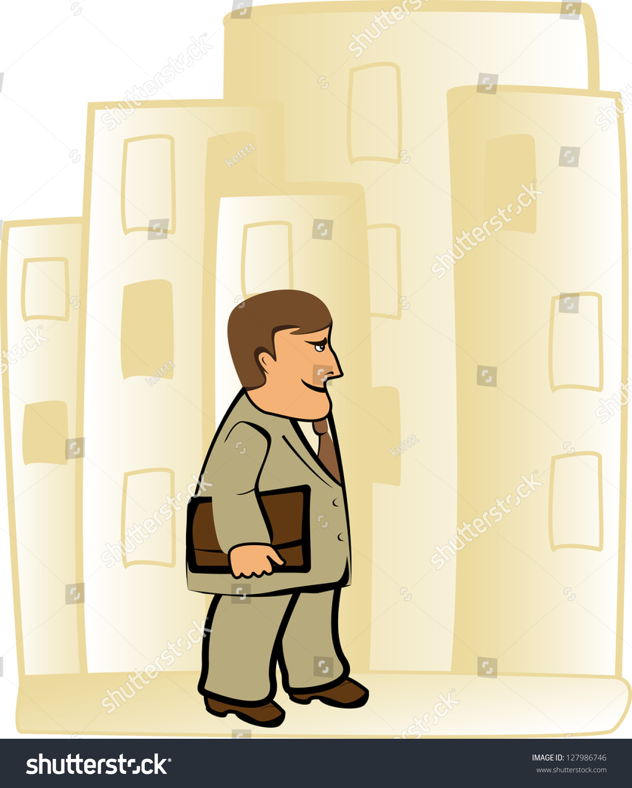 Cute Important Cartoon Businessman Going Work Stock Illustration ...