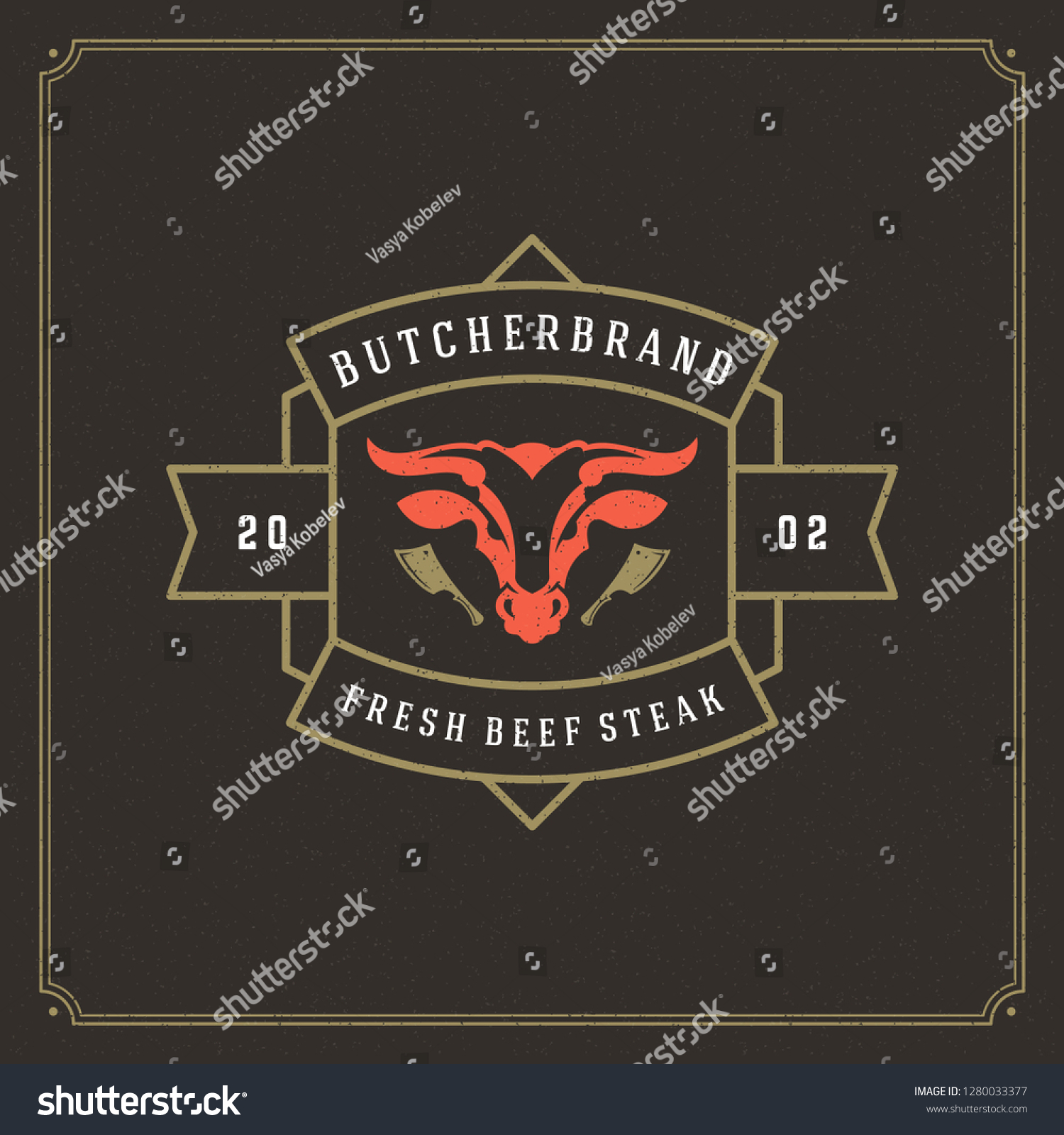 Vektor Stok Butcher Shop Logo Vector Illustration Bull (Tanpa Royalti ...