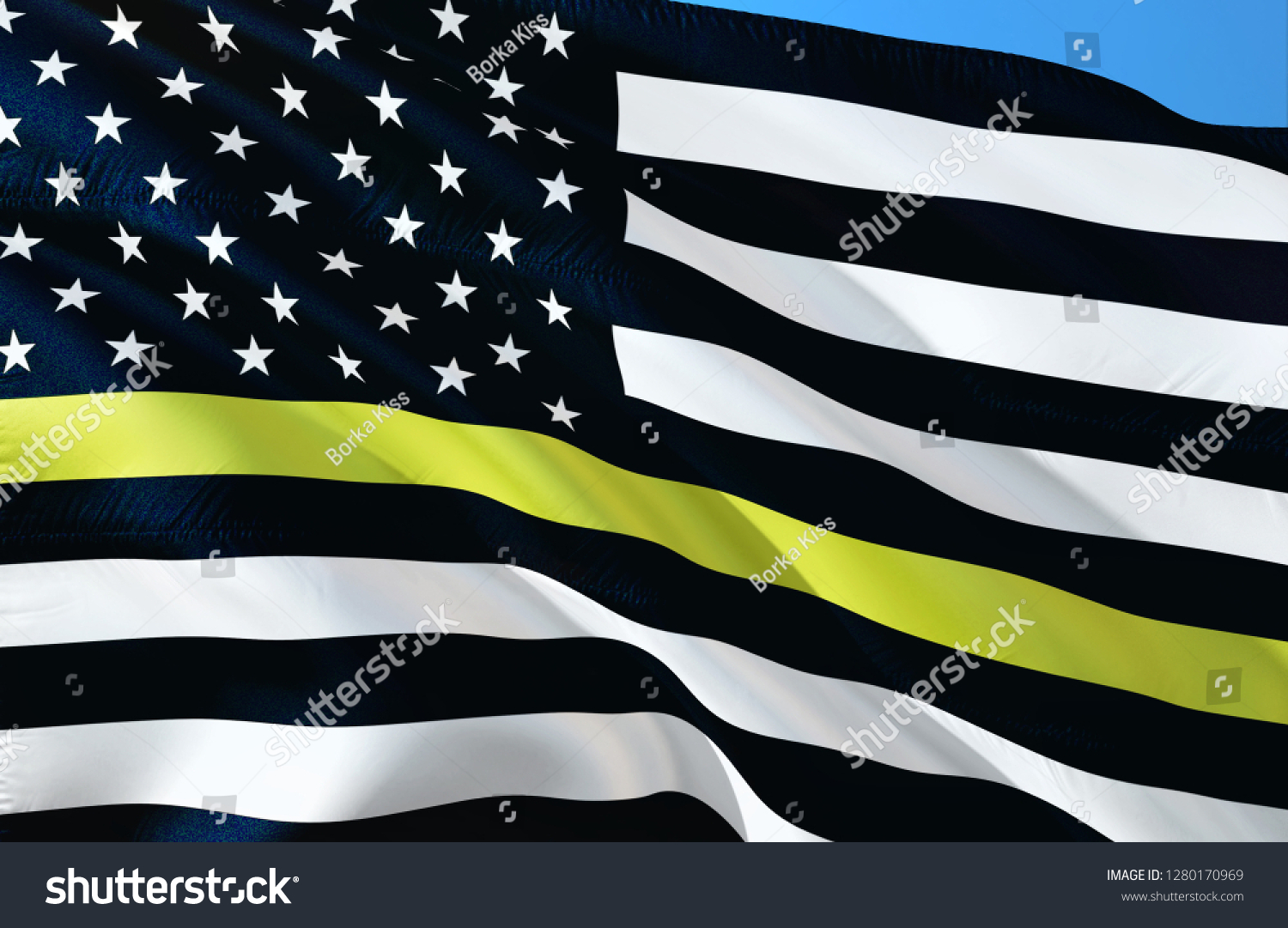 Thin Gold Line American Flag Flag Stock Illustration 1280170969