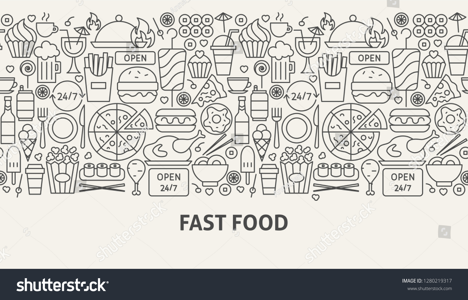 Fast Food Banner Concept Vector Illustration Stock Vector (Royalty Free ...