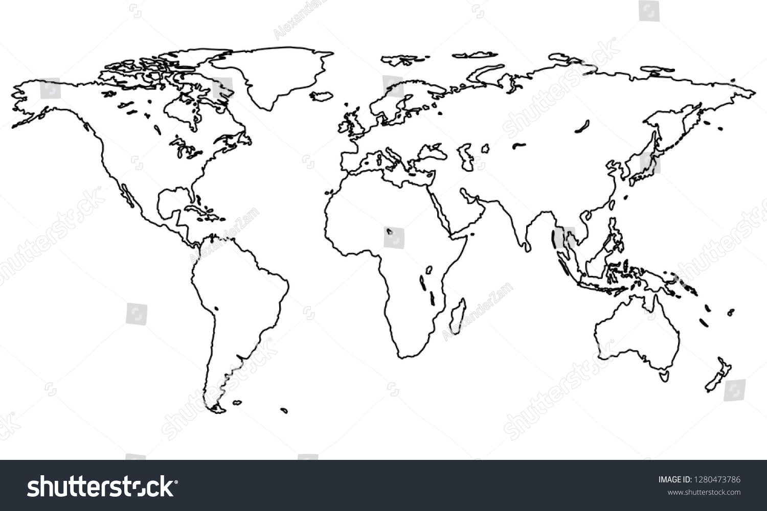 Illustration Contour World Map Elements This Stock Vector (Royalty Free ...