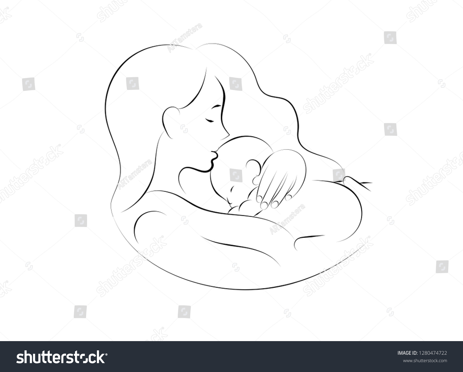 Mother Baby Stylized Vector Symbol Mom Stock Vector (Royalty Free ...