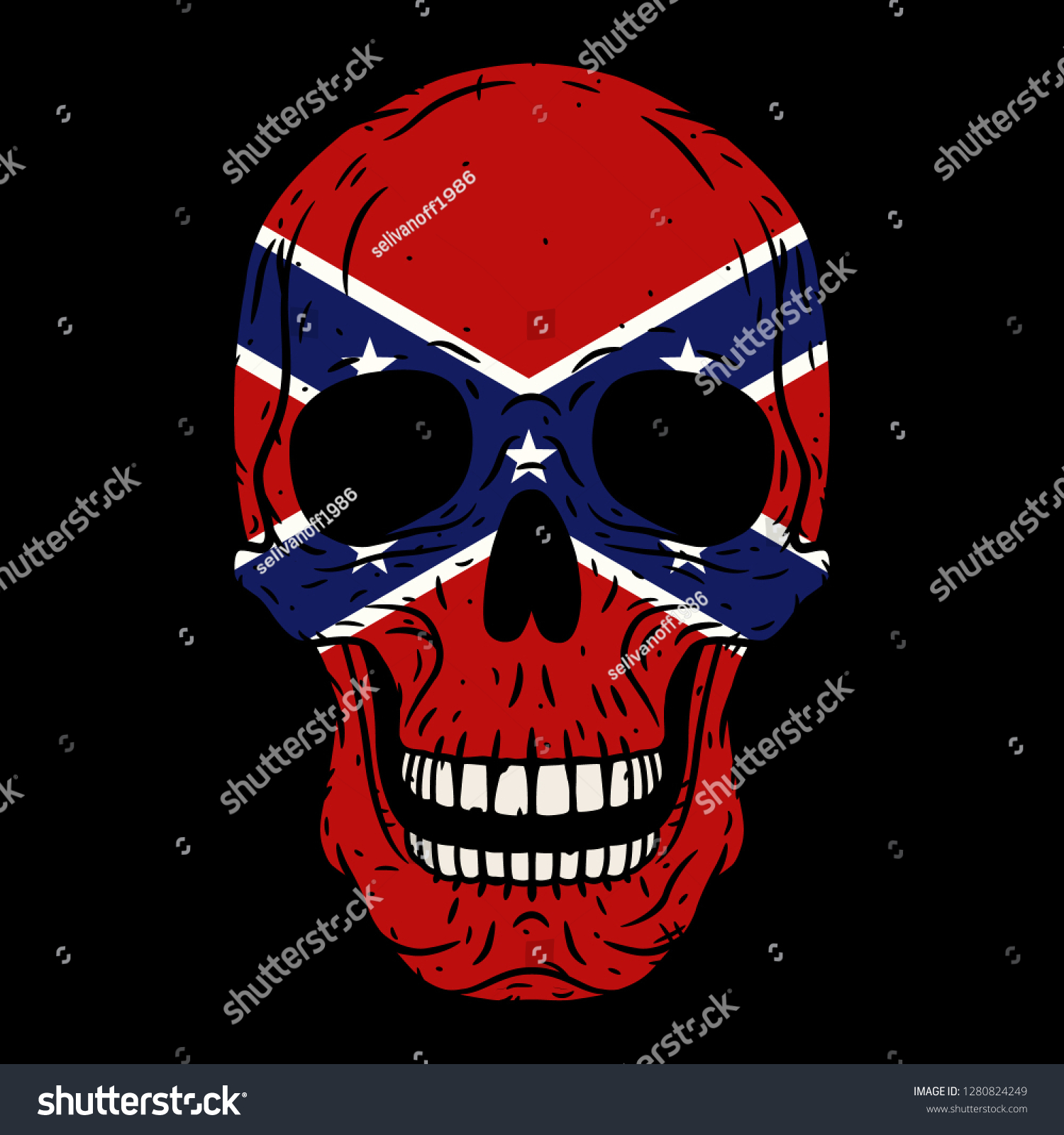 Skull Human Skull Confederation Flag Isolated Stock Vector (Royalty ...