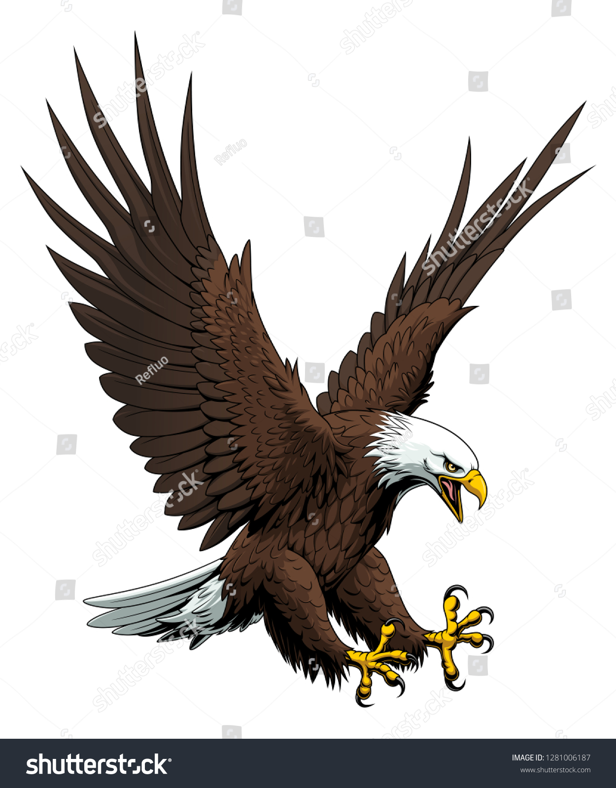 Vector Illustration Attacking Bald Eagle Stock Vector (Royalty Free ...