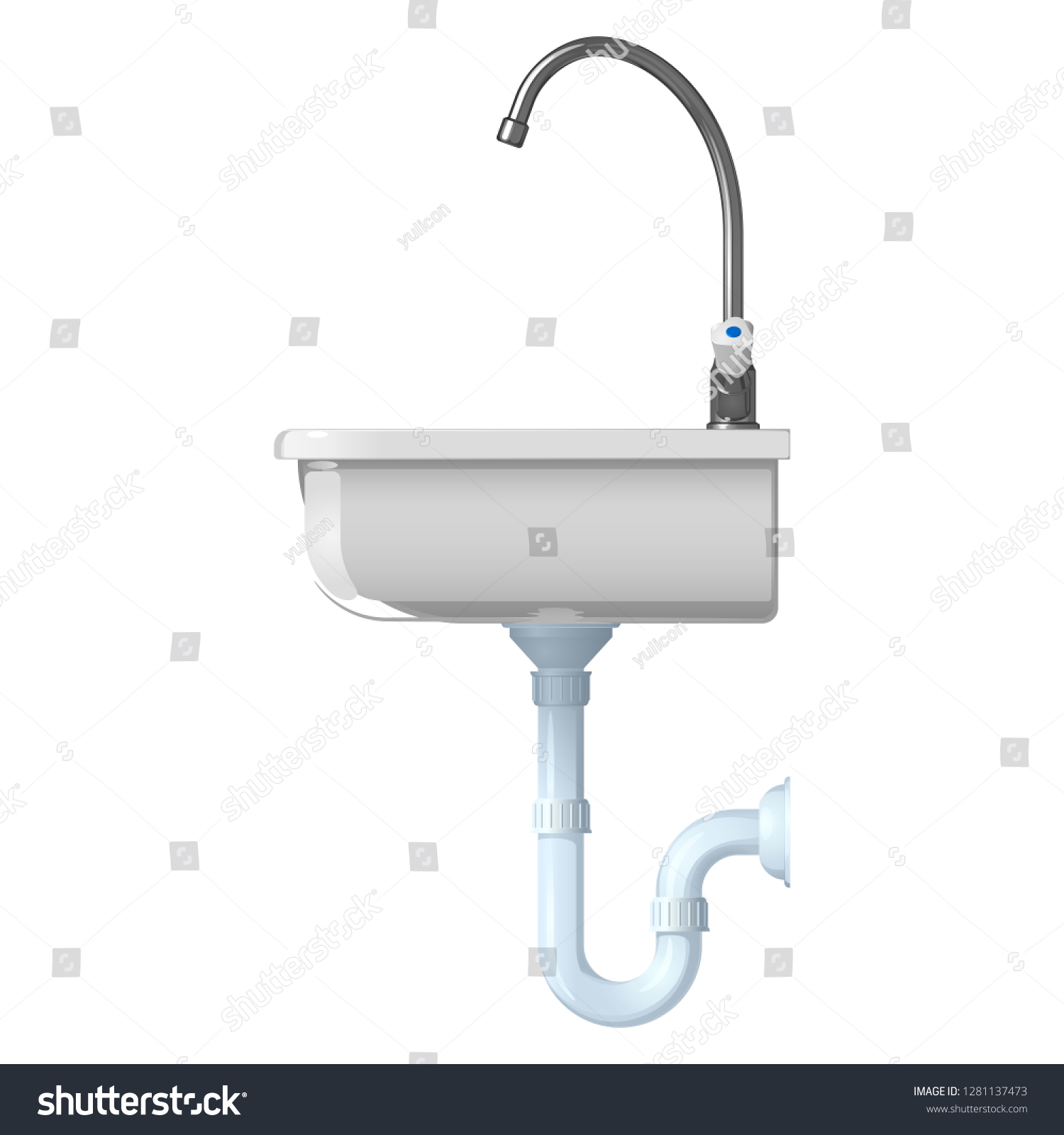 Ceramic White Sink Kitchen Vector Illustration Stock Vector (Royalty ...