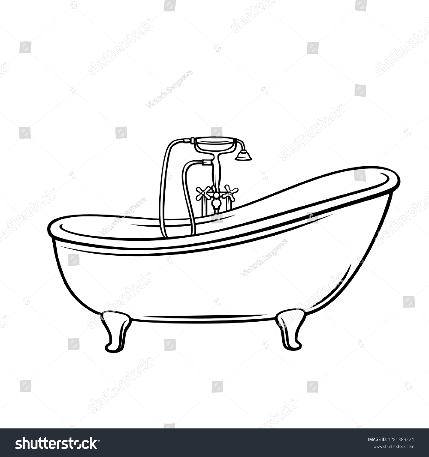 Bathtub Icon House Plumbing Outline Vector Stock Vector (Royalty Free ...