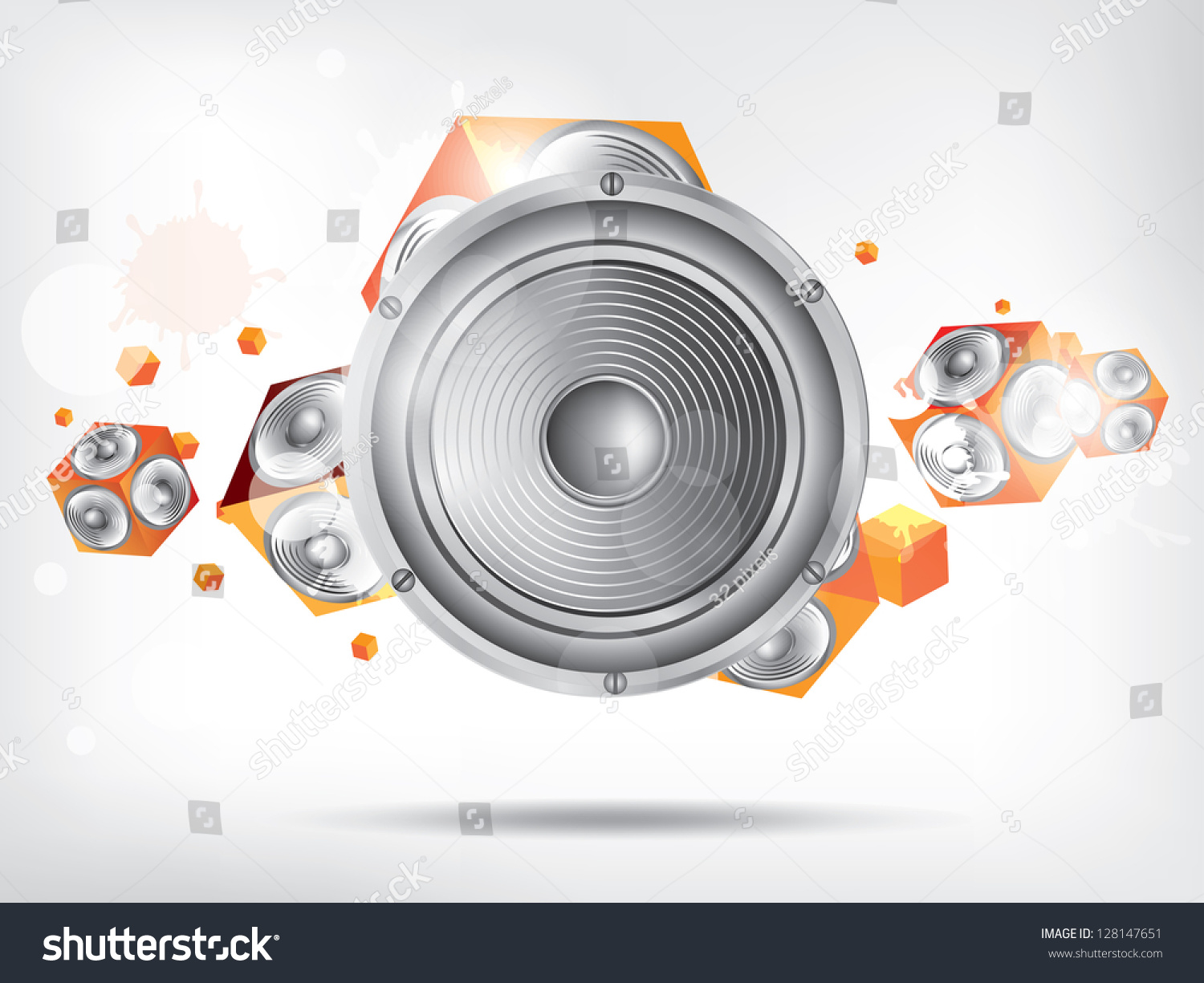 Music Background Subwoofer Stock Vector (Royalty Free) 128147651