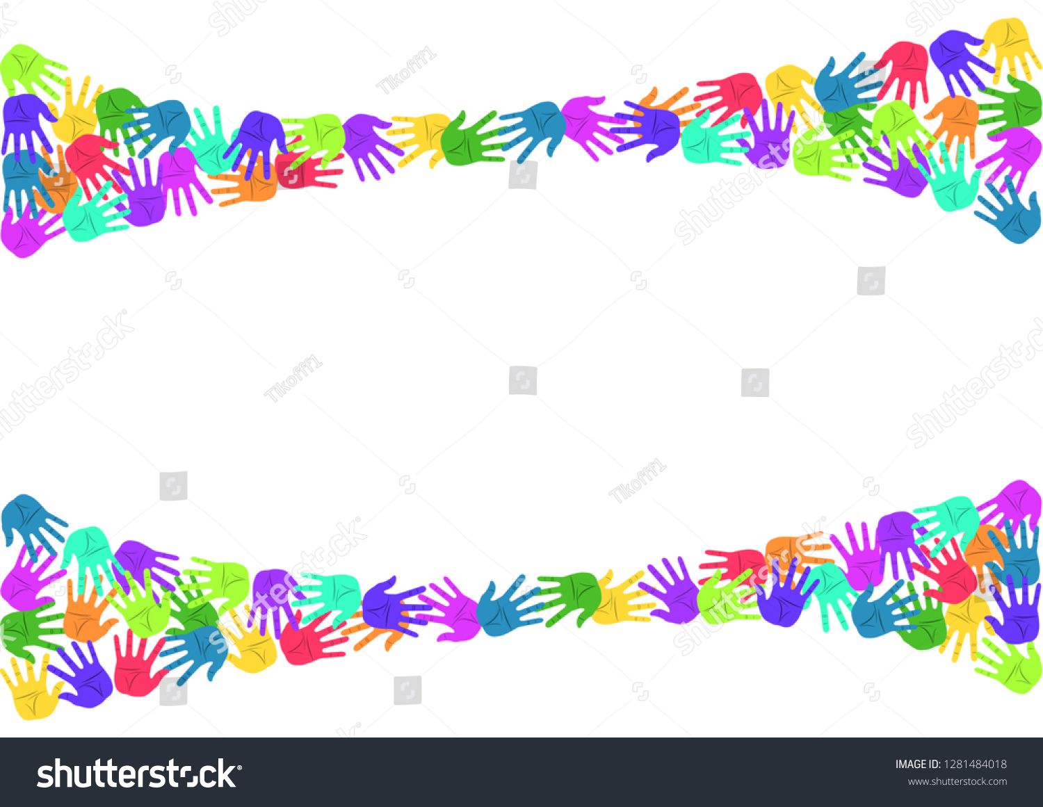 Ribbon Different Colors Handprints Flat Style Stock Vector (Royalty ...