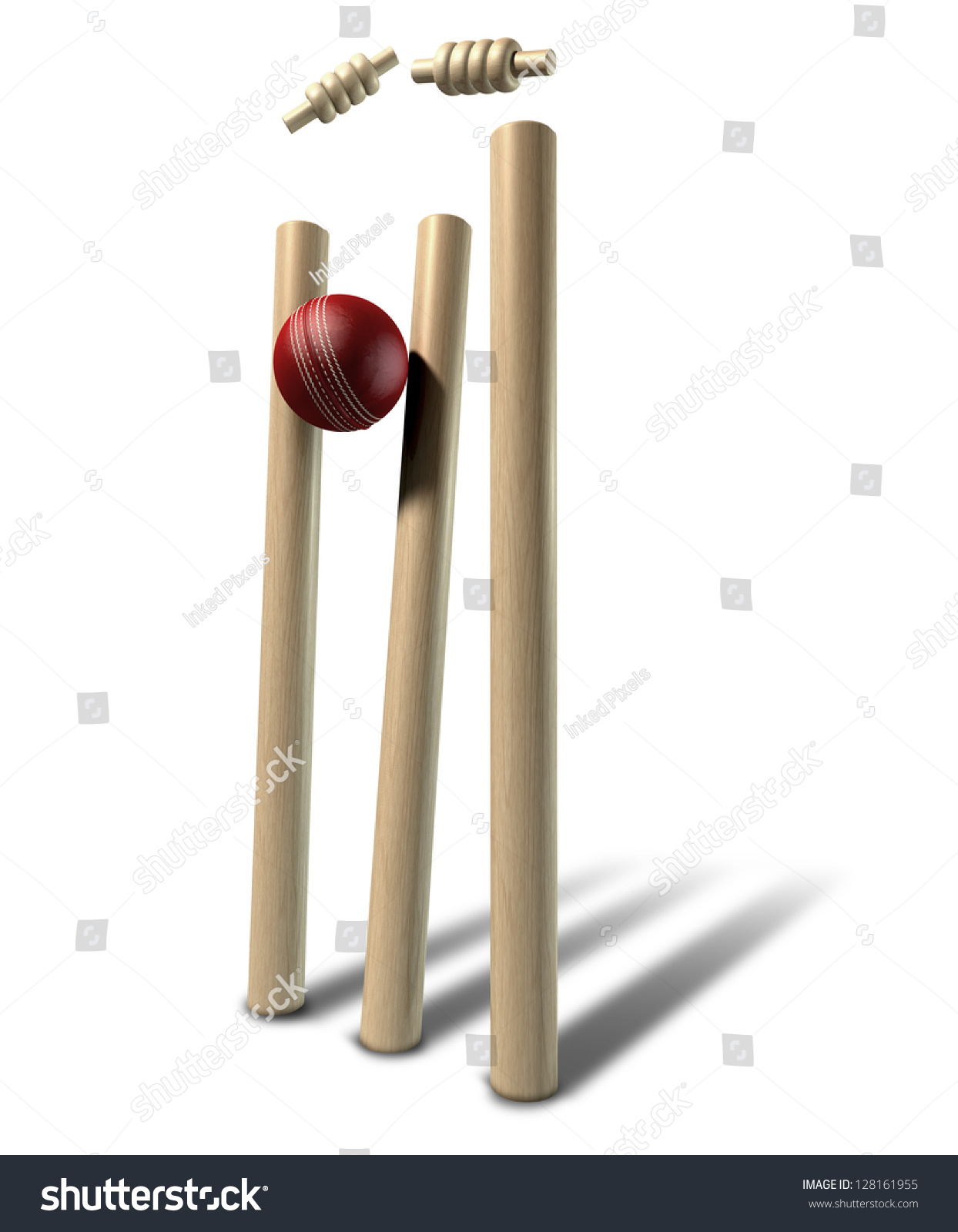 Red Leather Cricket Ball Striking Unsettling Stock Illustration ...