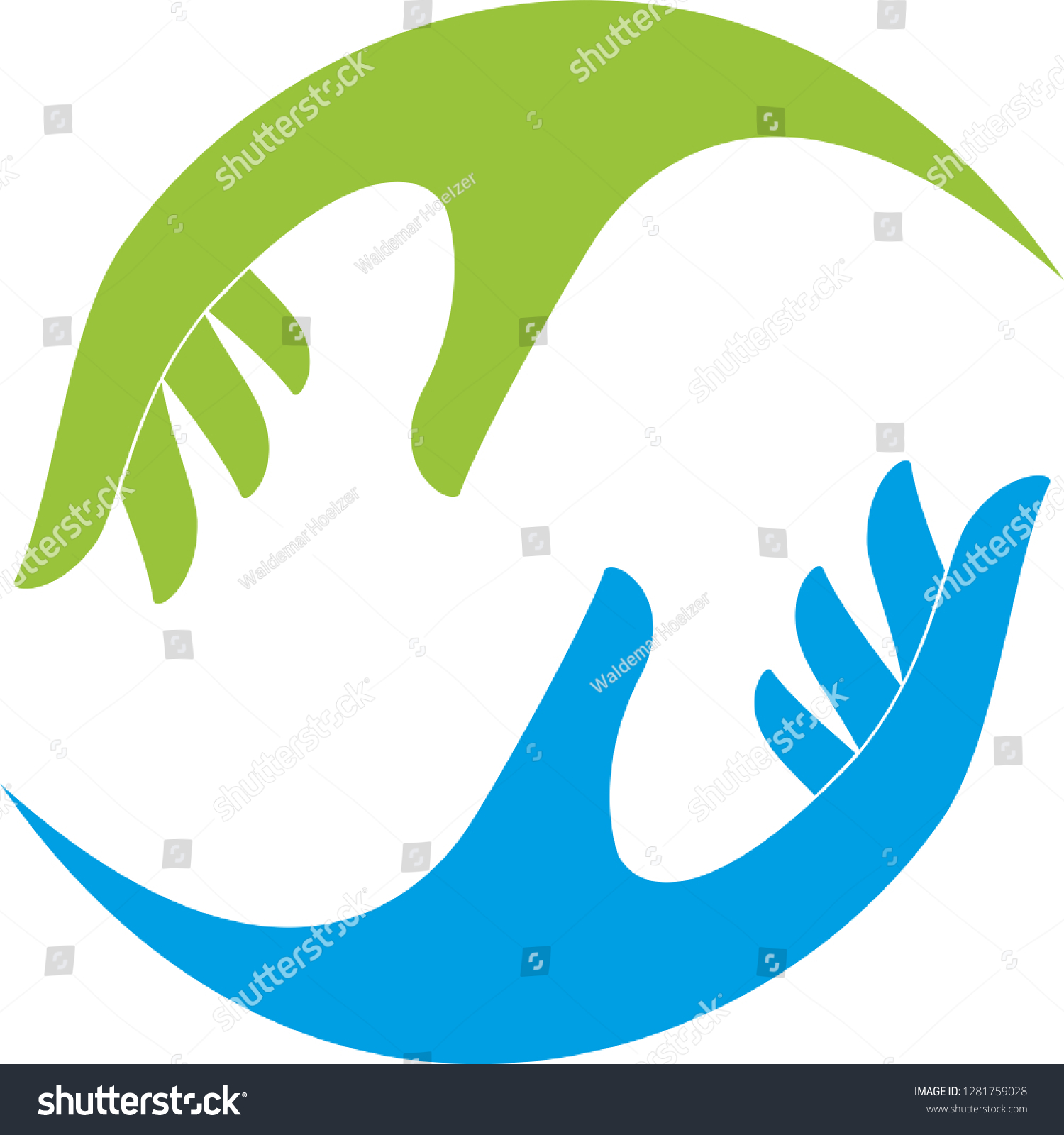 Two Hands Green Blue Logo Stock Vector (Royalty Free) 1281759028 ...