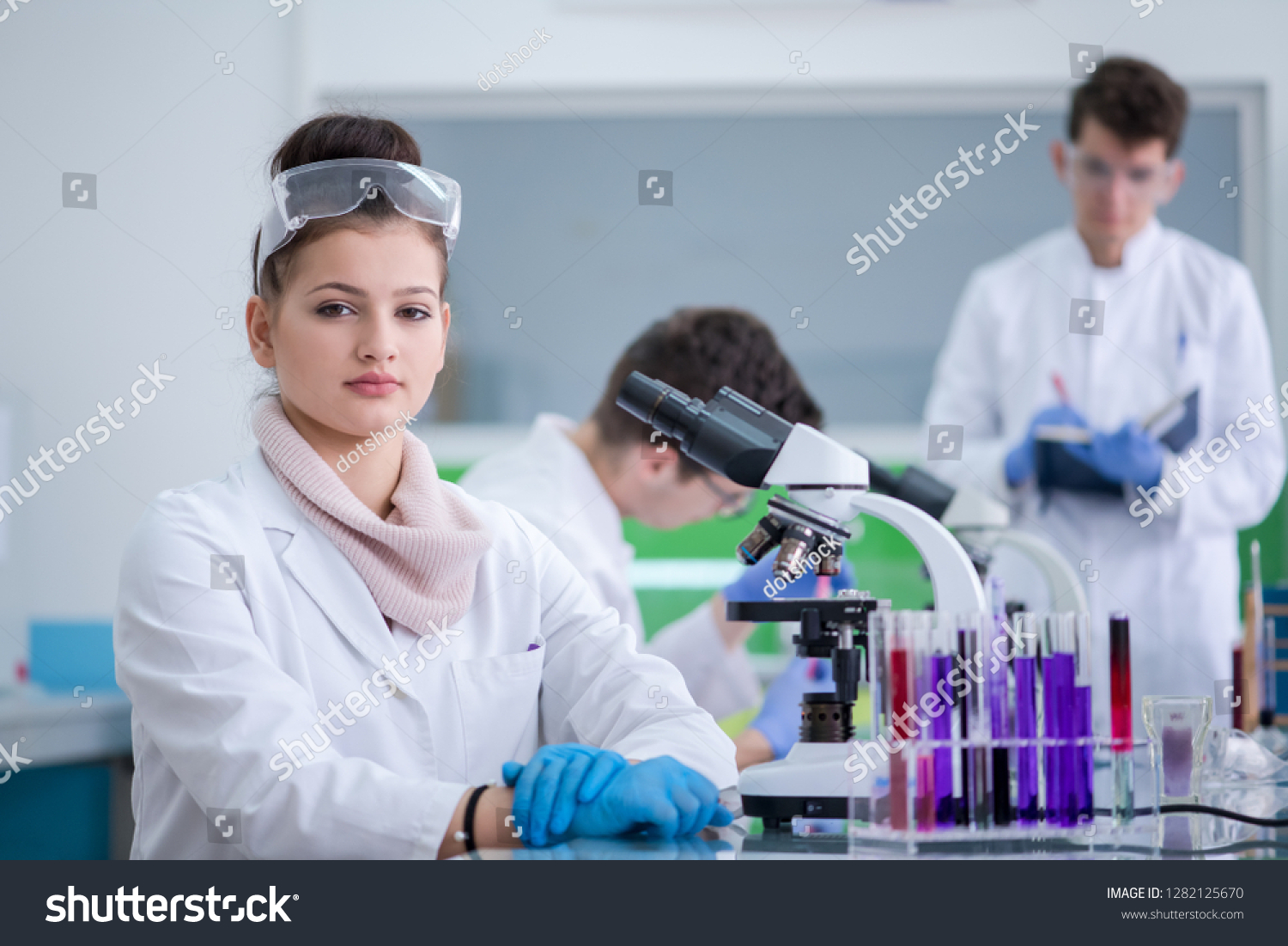 Group Young Medical Students Doing Research Stock Photo 1282125670 ...