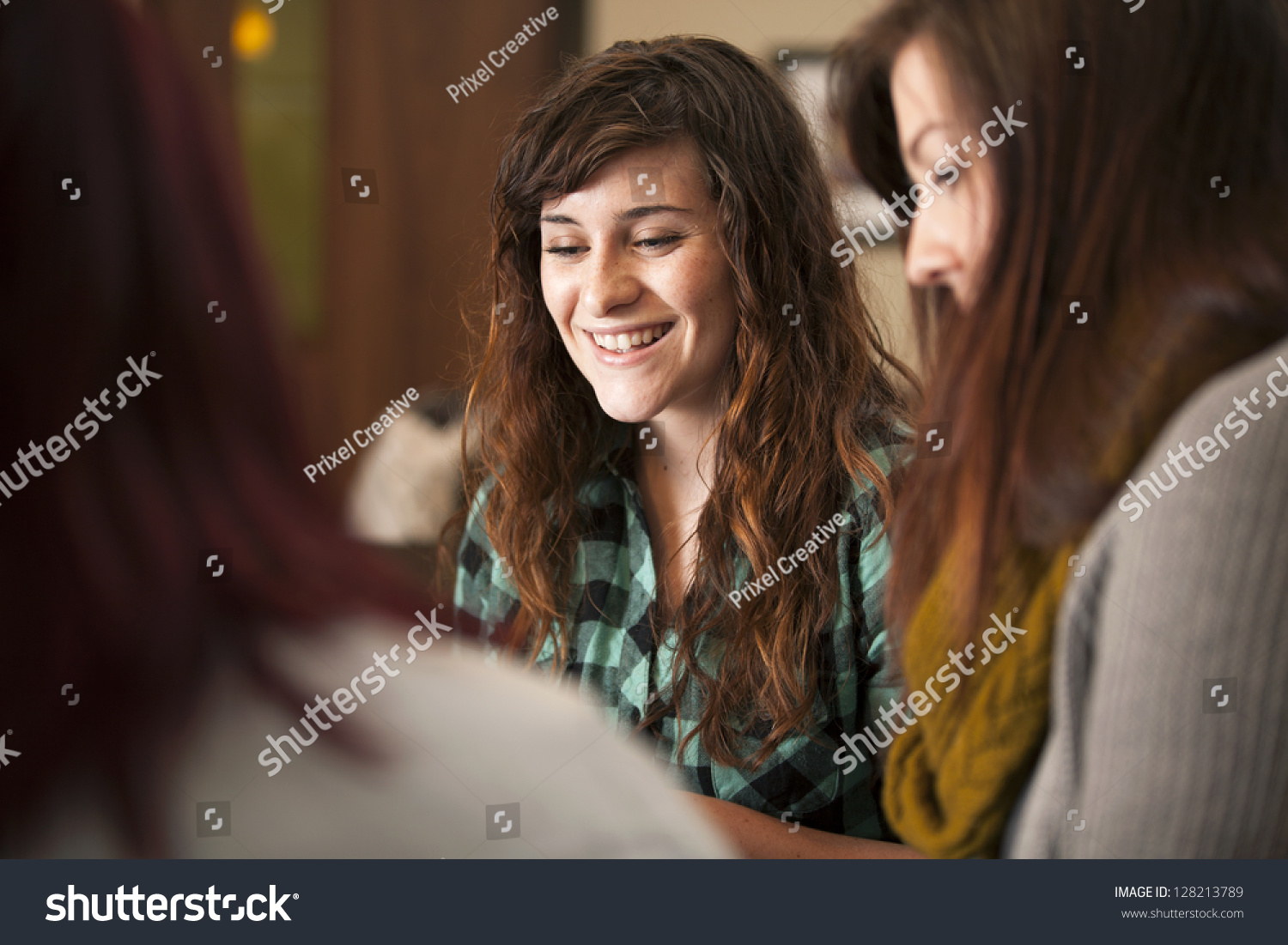 Group Young Women Sit Together Smile Stock Photo 128213789 | Shutterstock