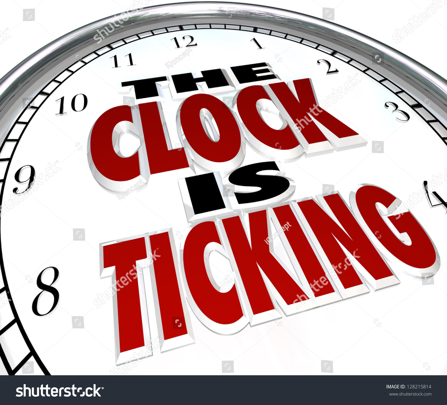 「時計が刻々と刻んでいる時計は、締め切りが迫っているか、イベントや期間が終わるのを象徴する」のイラスト素材 128215814 Shutterstock