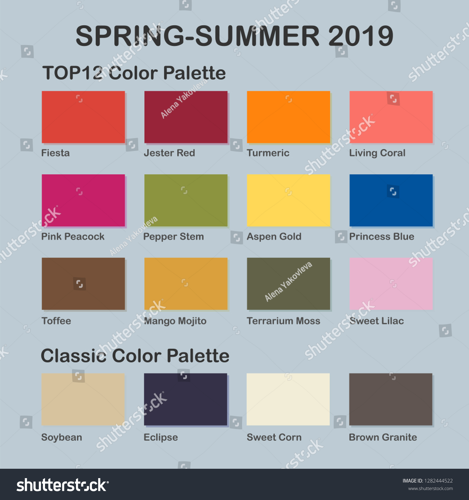 Spring Summer 2019 Color Palette Fashion Stock Vector (Royalty Free ...