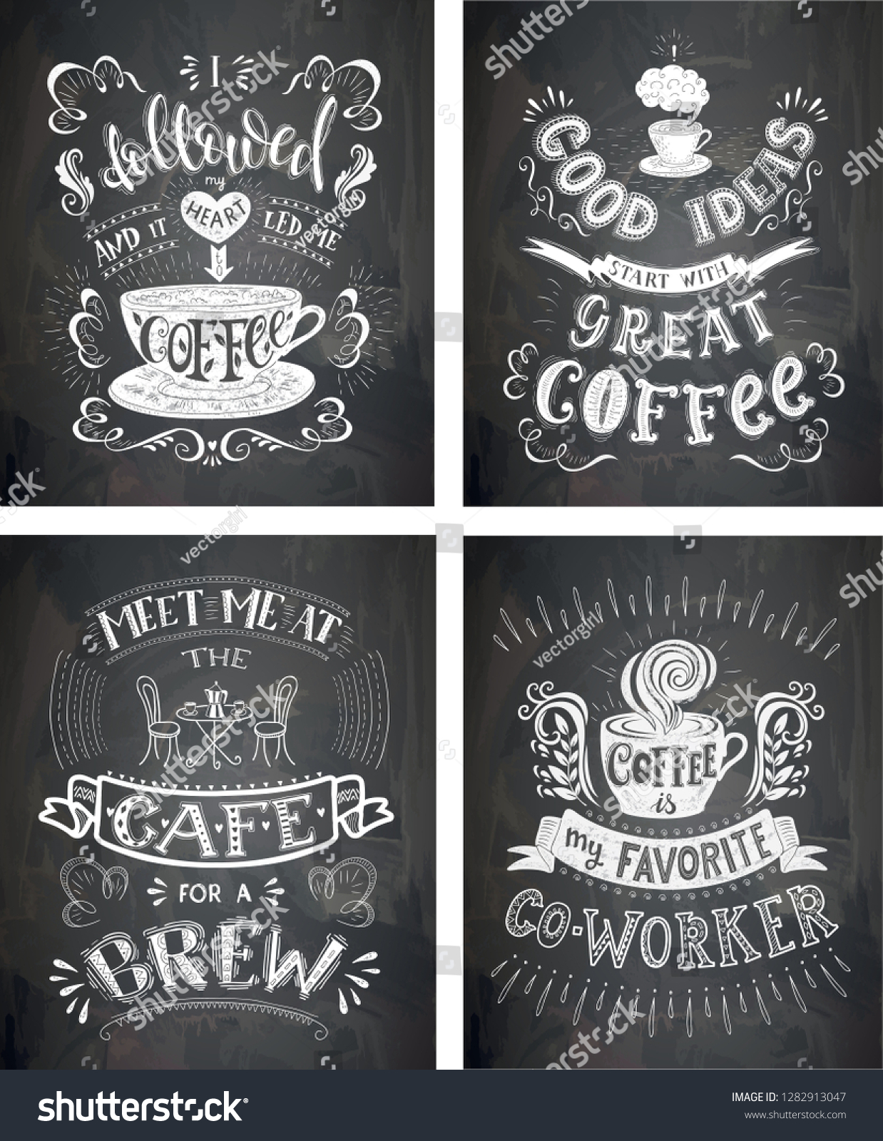 Set Coffee Quotes On Chalkboard Vector Stock Vector (Royalty Free ...