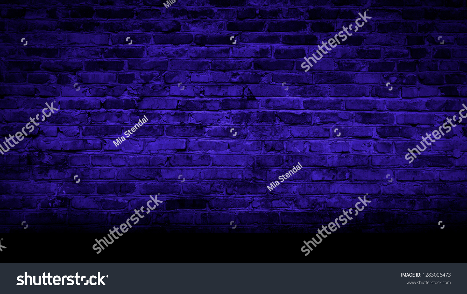 Brick Wall Neon Light Smoke Empty Stock Photo 1283006473 