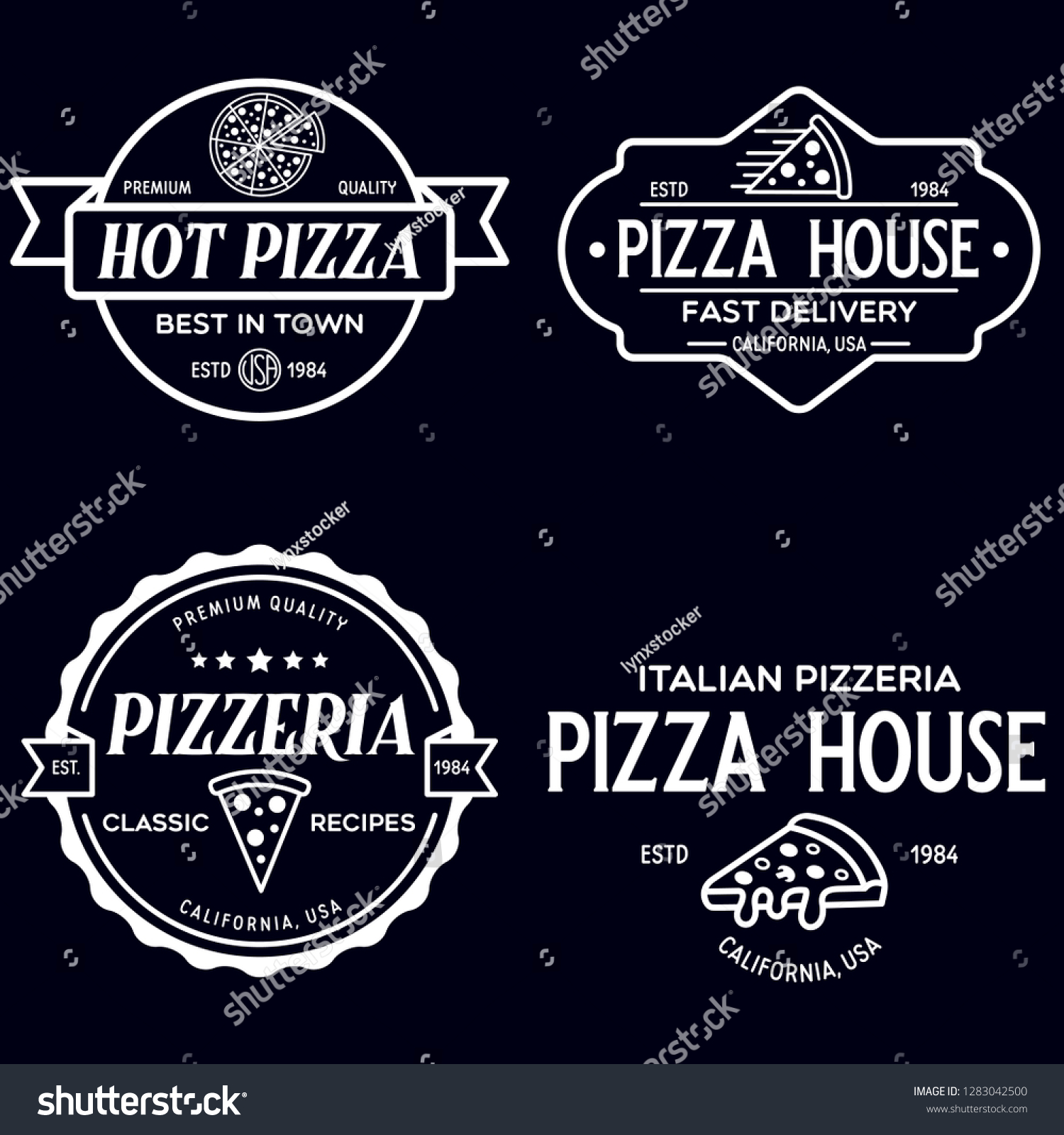 Set Pizza Logo Badges Banners Emblems Stock Vector (Royalty Free ...