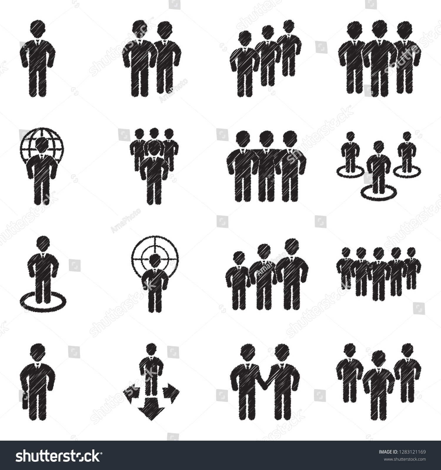 People Crowd Icons Black Scribble Design Stock Vector (Royalty Free ...