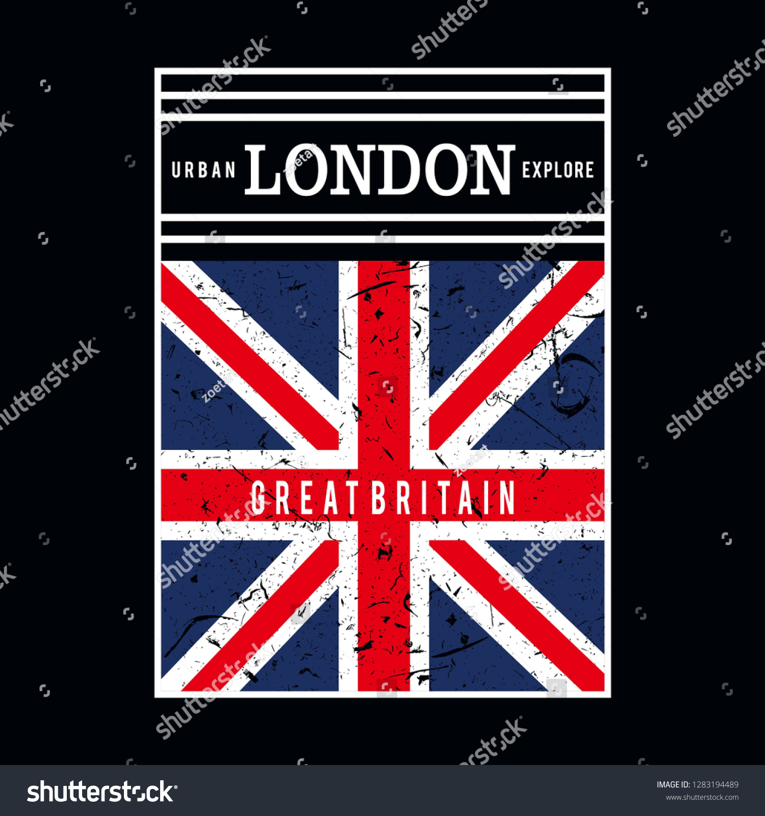 Print Tshirts English Flag Londoneps Stock Vector (Royalty Free ...