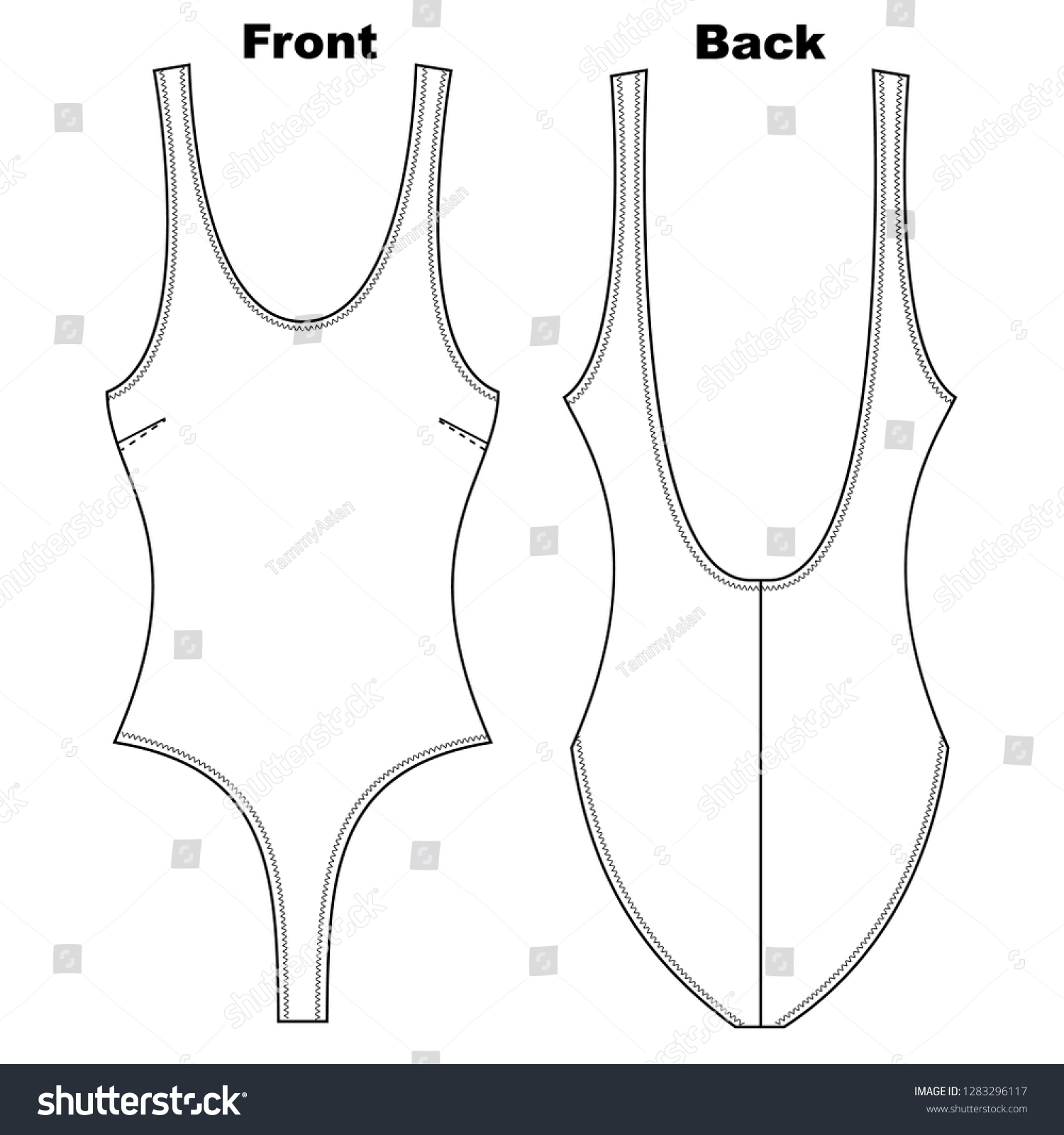 White Blank Swimsuit Woman Empty Template Stock Vector (Royalty Free