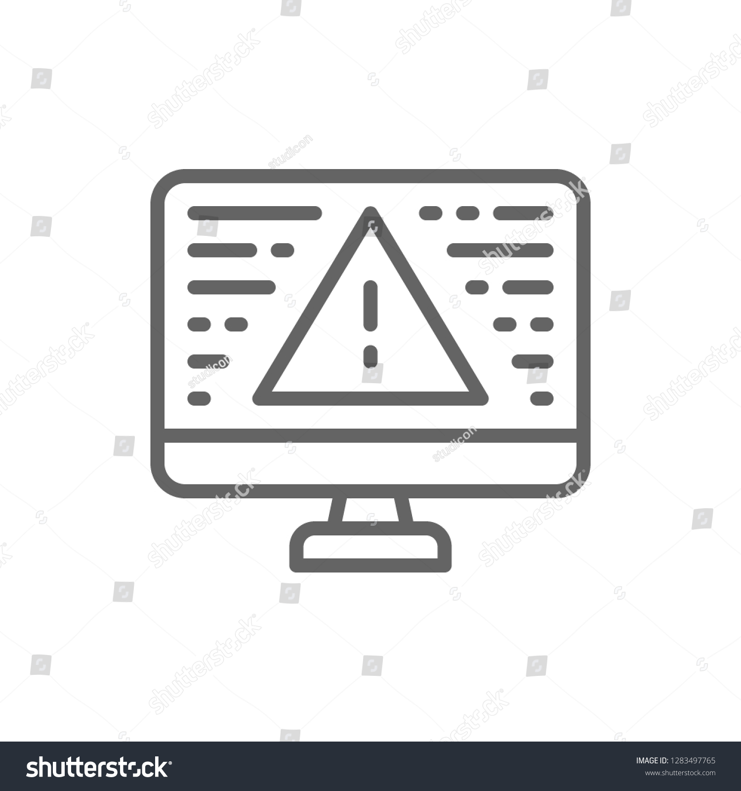 Vector Desktop Computer Warning Sign Screen Stock Vector (Royalty Free ...