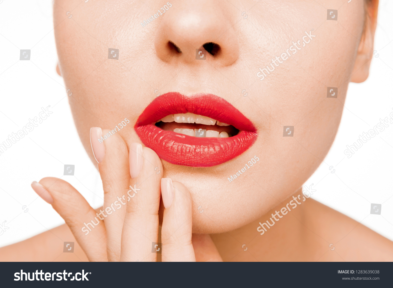 Sexy Red Lip Closeup Beautiful Lips库存照片1283639038 Shutterstock