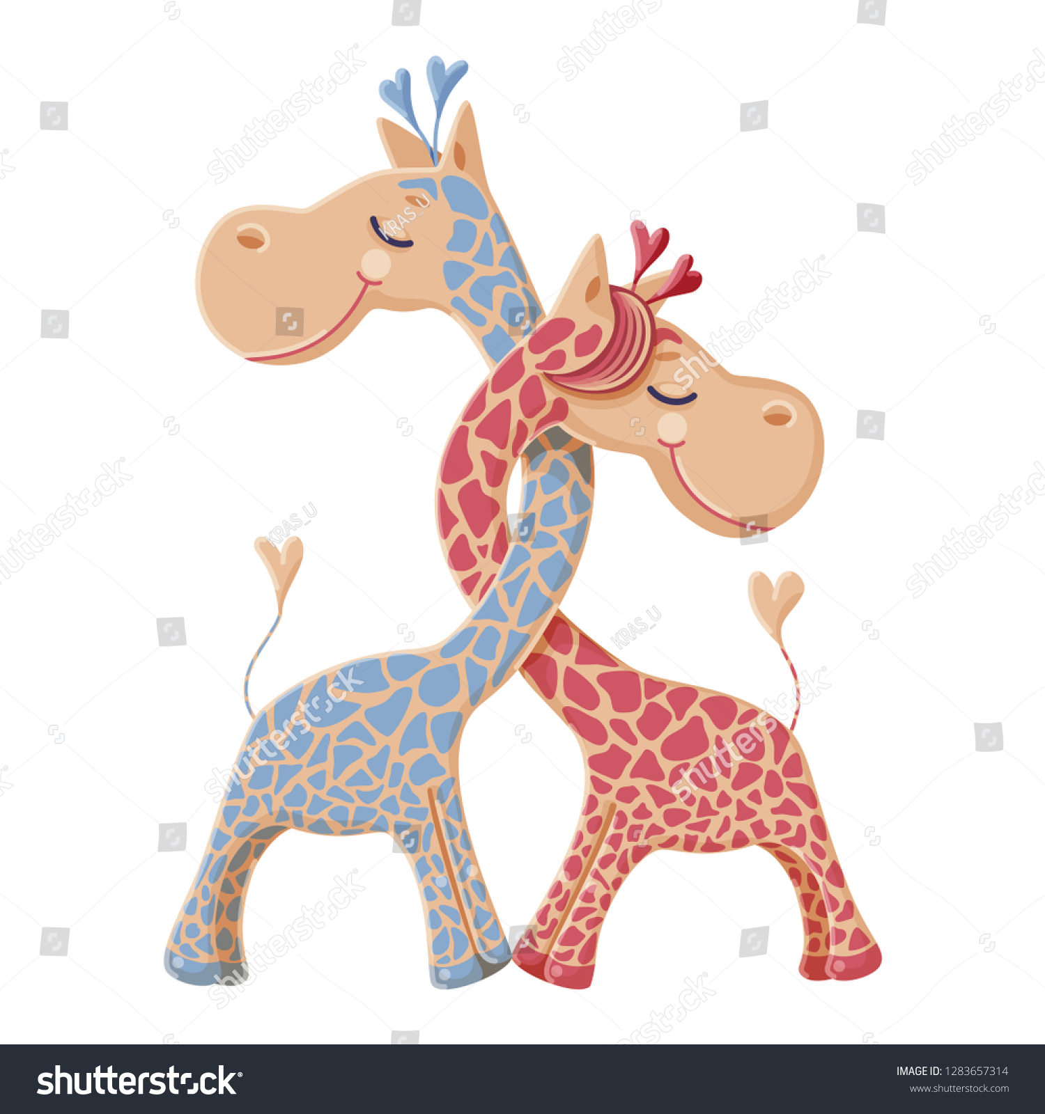 two cartoon giraffes making a heart