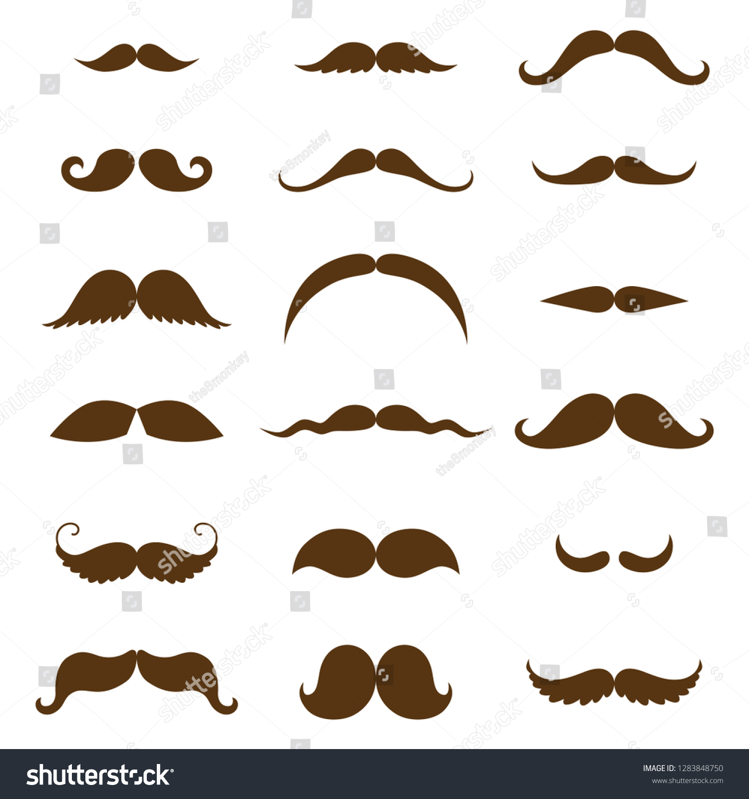 Mustache Collection Black Silhouette Mustache Set 스톡 벡터로열티 프리 1283848750 Shutterstock 6001