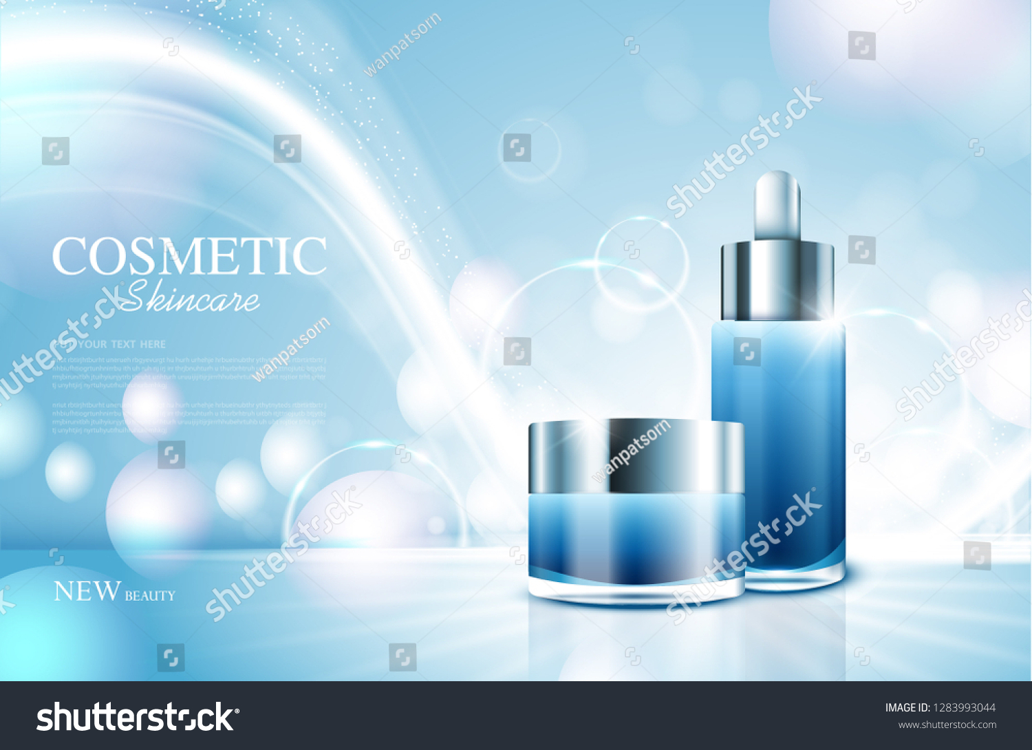 Cosmetic Product Poster Bottle Package Design Stock Vector (Royalty ...