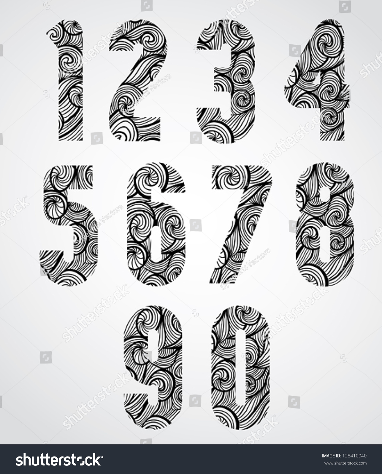 Retro Shaped Bold Numbers Old Style Stock Vector (Royalty Free ...