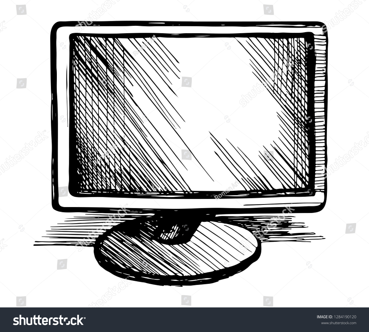 Hand Drawn Computer Monitor Vector Sketch Stock Vector (Royalty Free ...