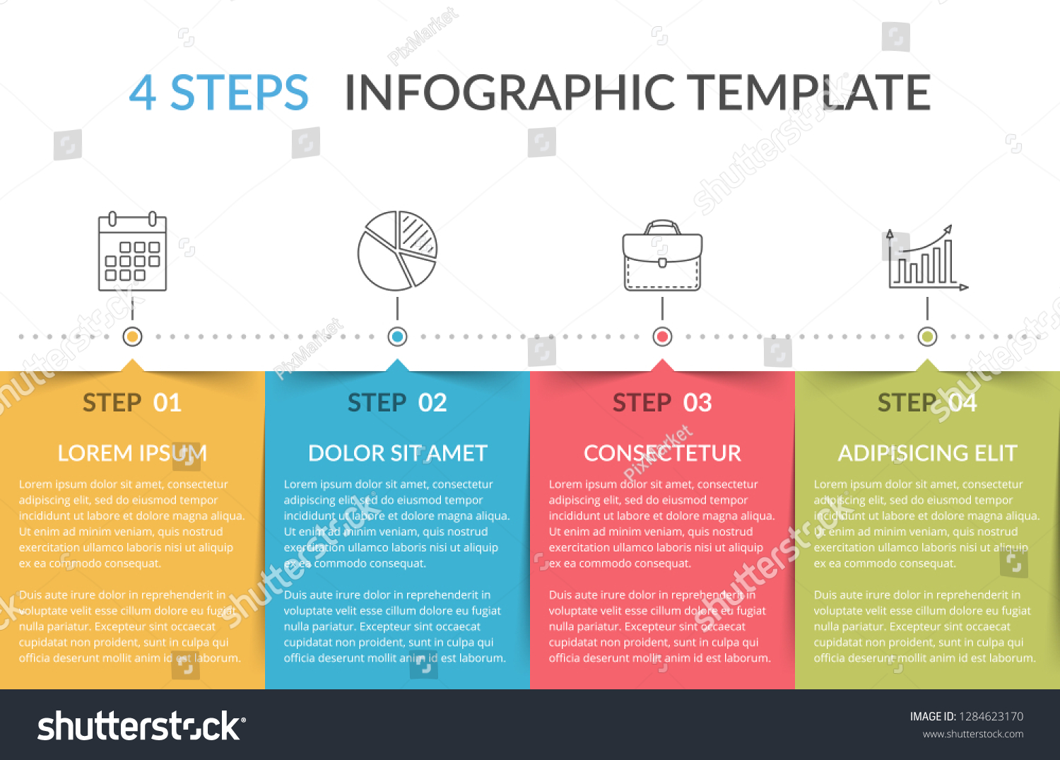 Infographic Template 4 Steps Workflow Process Stock Vector Royalty Free 1284623170 Shutterstock 4073