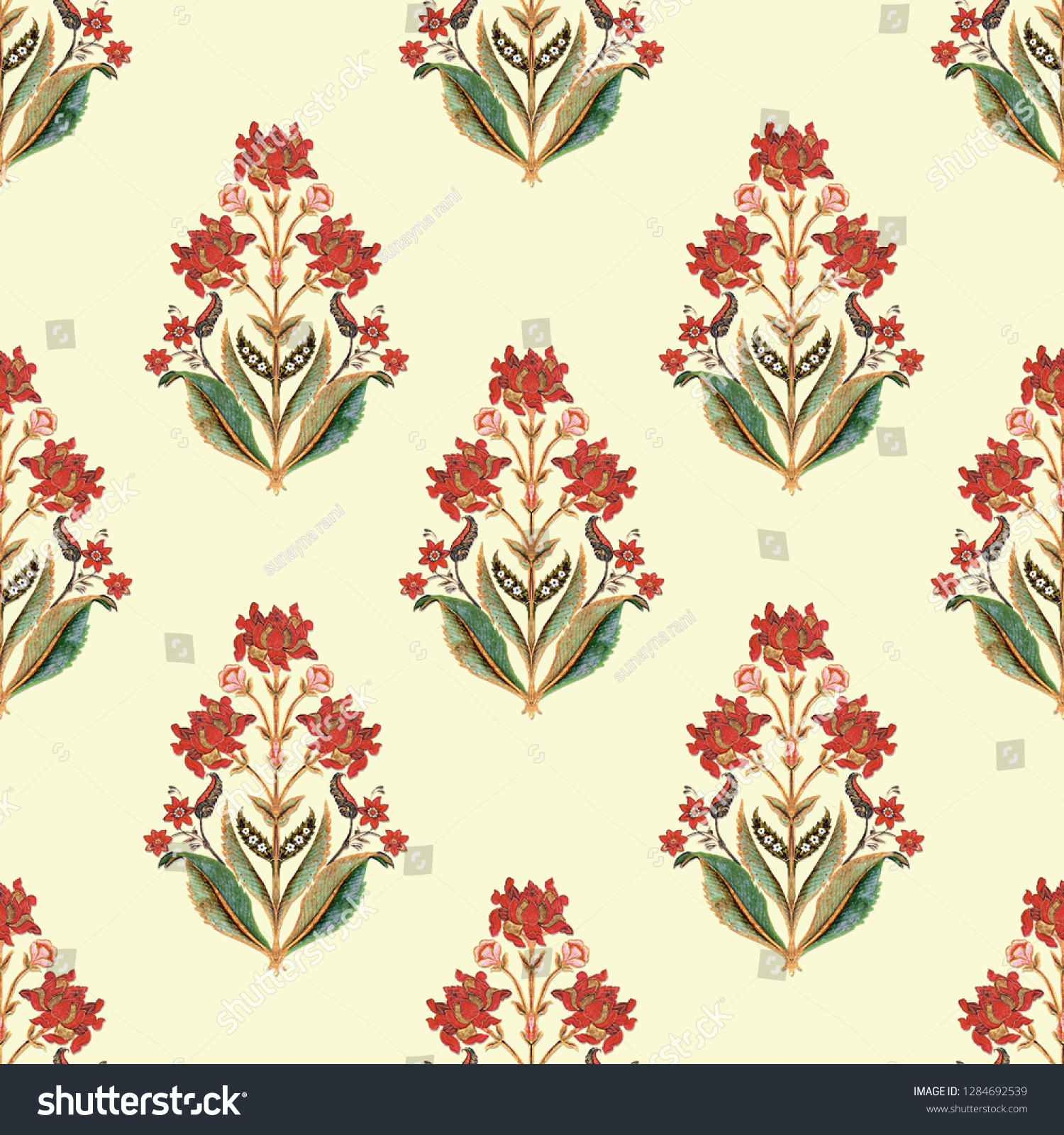 Red Buta Cream Color Stock Illustration 1284692539 | Shutterstock