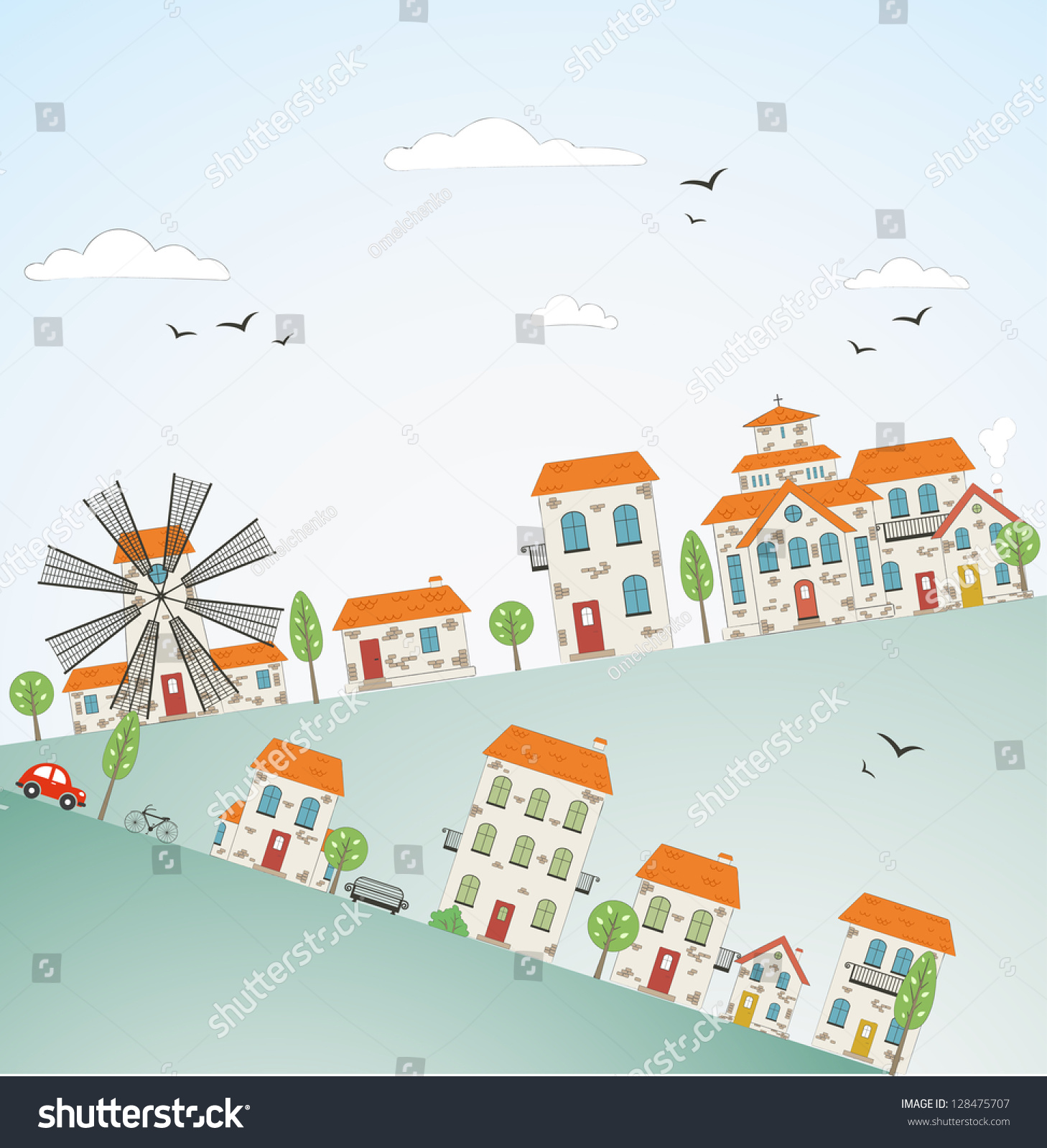 Old City Theme Background Vector Stock Vector (Royalty Free) 128475707 ...